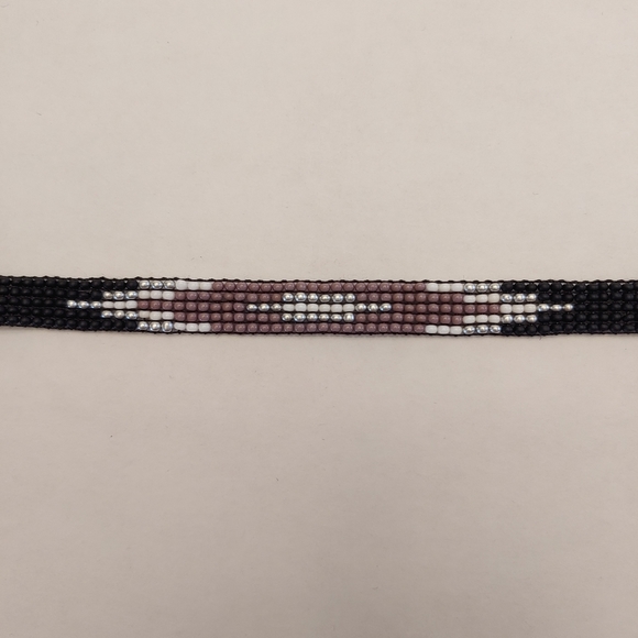 *Sale* Loom Beaded Purple & Silver Bracelet - Picture 3 of 4